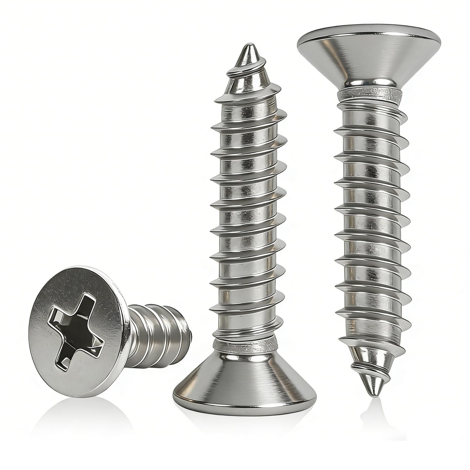 Photo 1 of #12 x 1/2 [100 Pack] Flat Head Phillips Drive Self Tapping Screws, Sheet Metal Screws, 304 Stainless Steel (18-8), Corrosion Resistant Screws for Wood, Sheet Metal and More