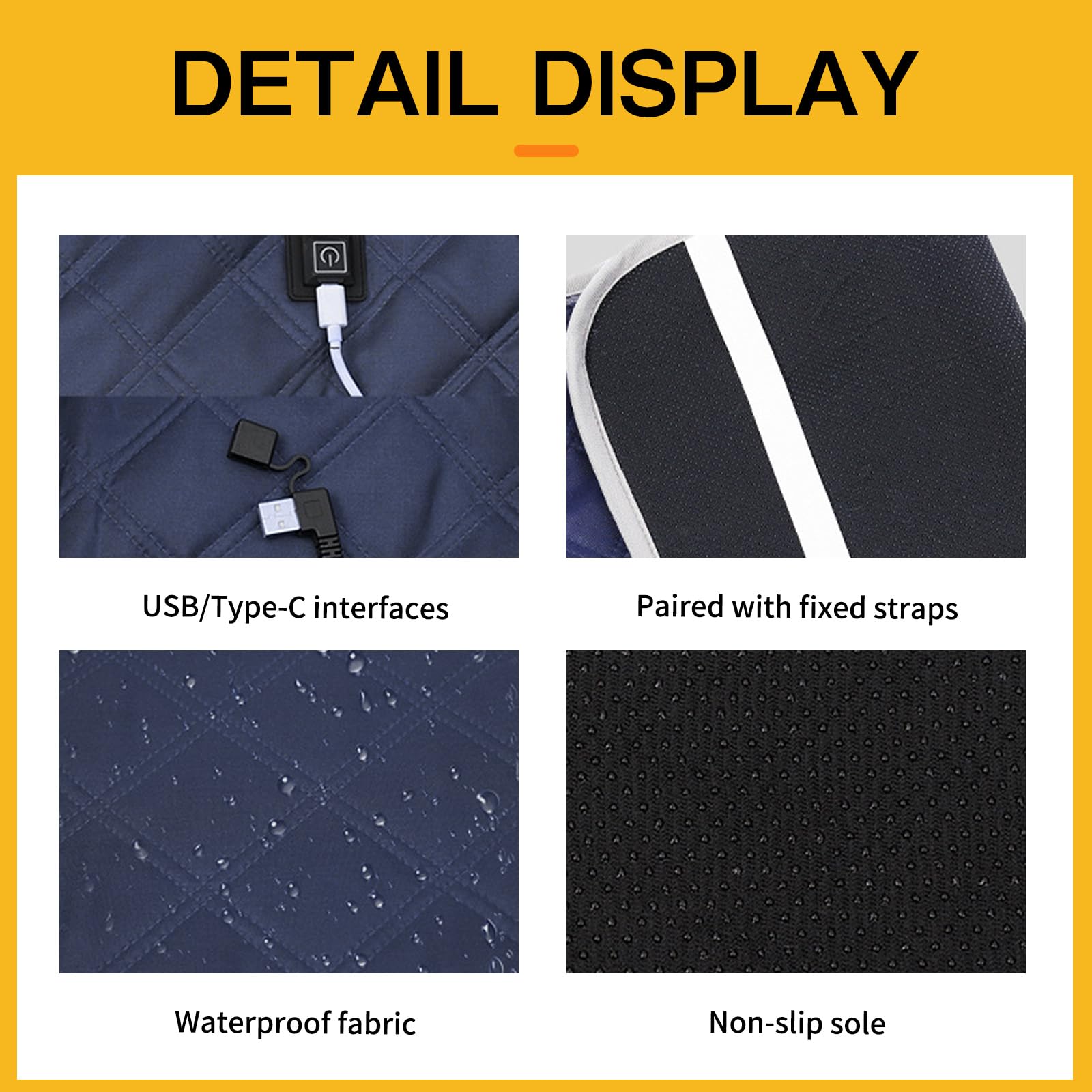 DAZZTIME Verwarmd kussen, verwarmde stoelhoes, 45 x 90 cm, verwarmd zitkussen, stoelverwarming, voor stadion, camping, outdoor-activiteiten