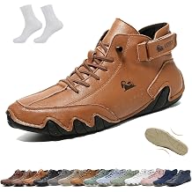 Men Women Handmade High Top Slip-On Boots Beck Shoes Outdoor Waterproof Non-Slip Lightweight Breathable Chukka Boots Casual Barefoot Sneakers for Hiking & DrivingYellow brown,11 Women/9.5 Men