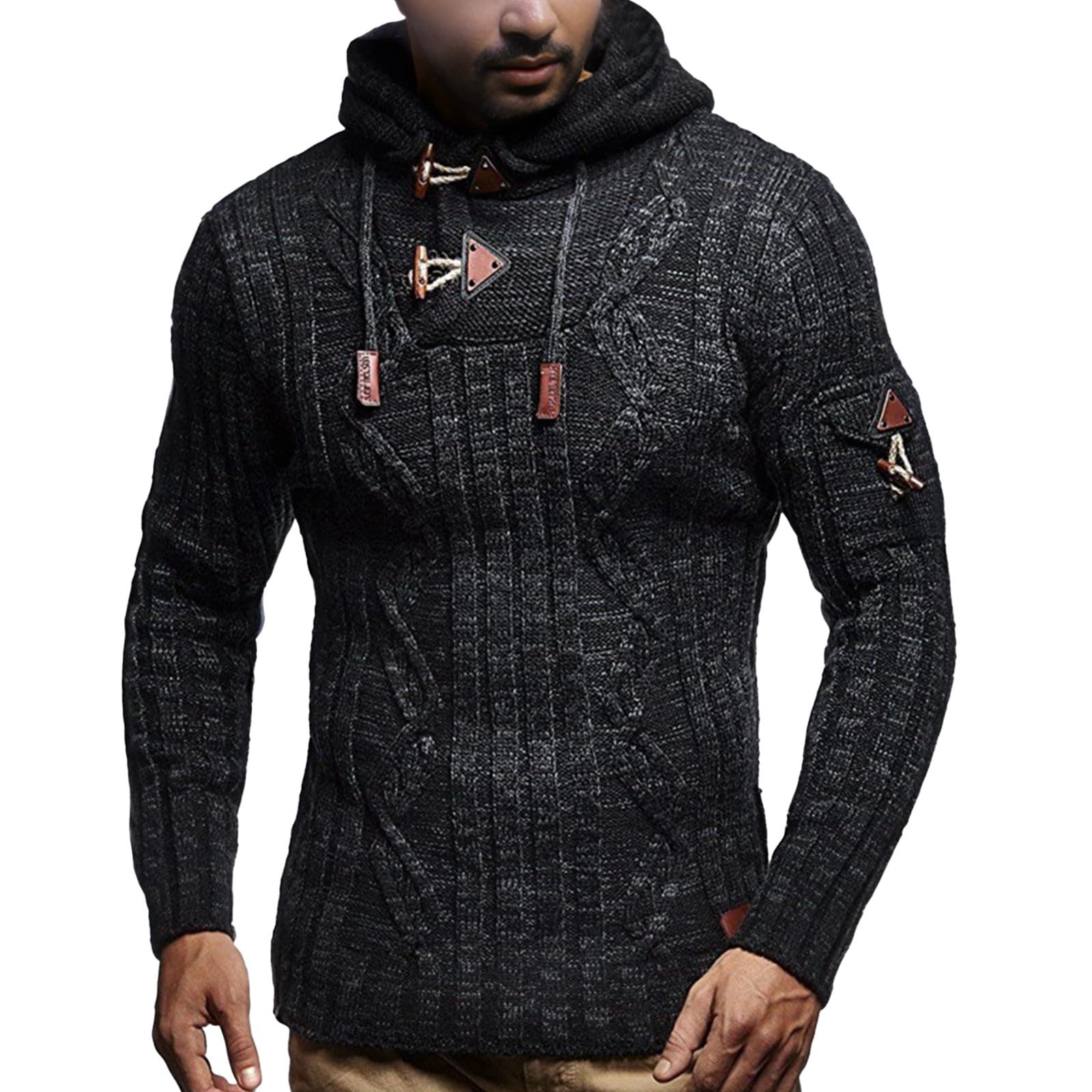 Maglione da uomo a maniche lunghe con collo alto, slim fit