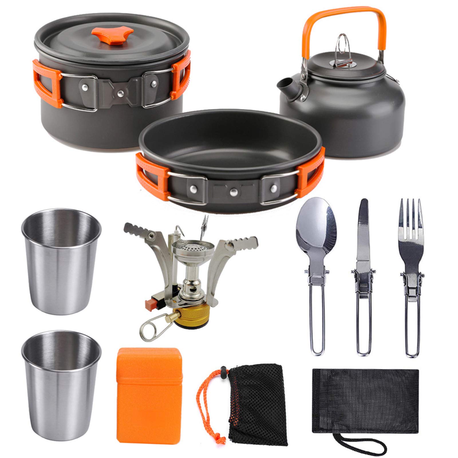 Ustensiles de camping TIM-LI : finie la vaisselle lourde avec ce kit 12 pièces orange