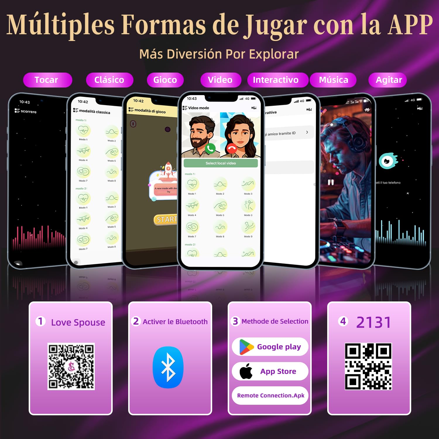 Vibradorador Mujer Juguetes Eróticos para Pareja Sexuales Vibrador Mando Distancia 9 Modos Vibradores Consoladores.. para Mujer con Vibración Vibradorador Clítoris Control Remoto APP Bolas Chinas(Uva)