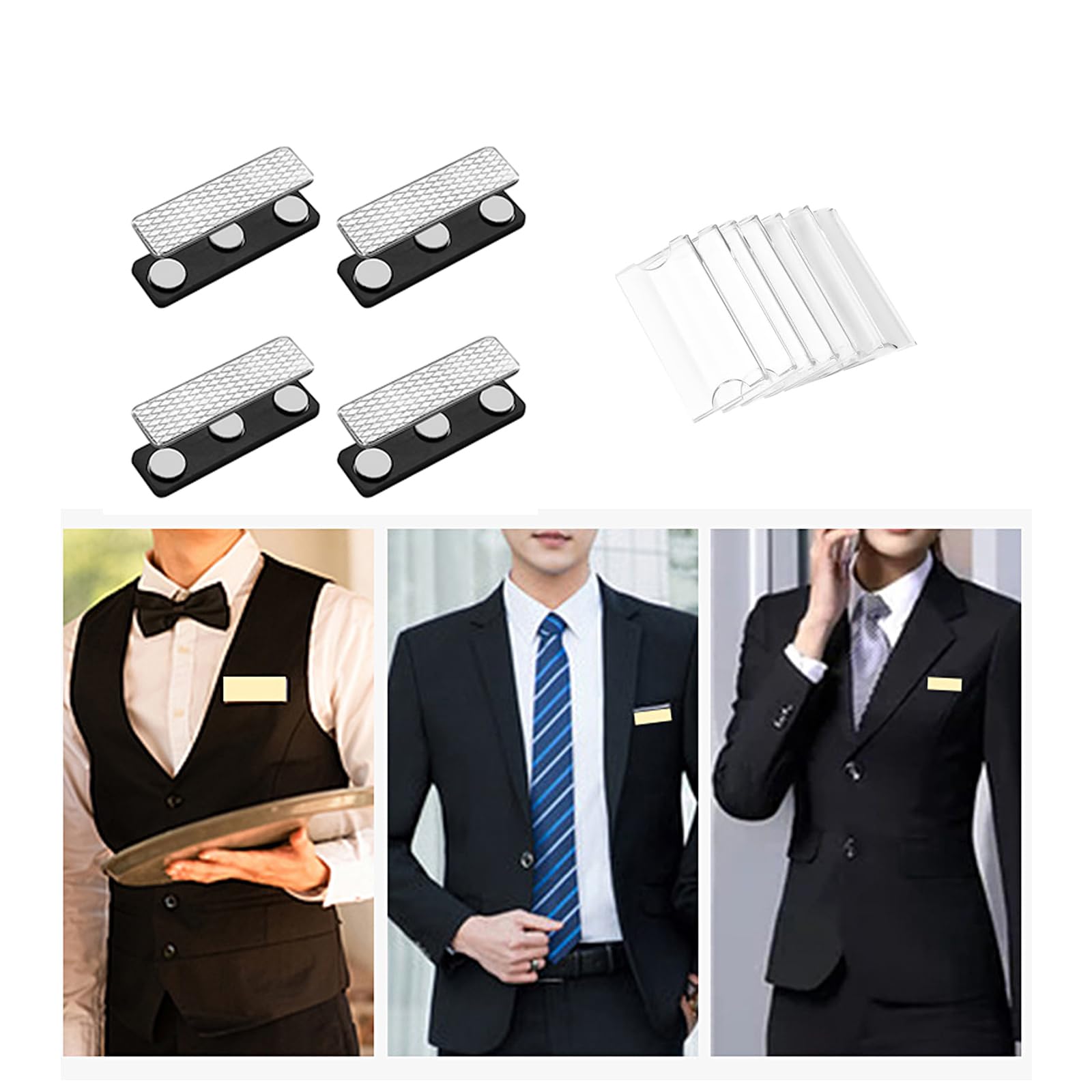 10 Porta Badge Magnetici - Con Magneti Al Neodimio E Nastro Adesivo 3M, Per Tessuti - Foto 7