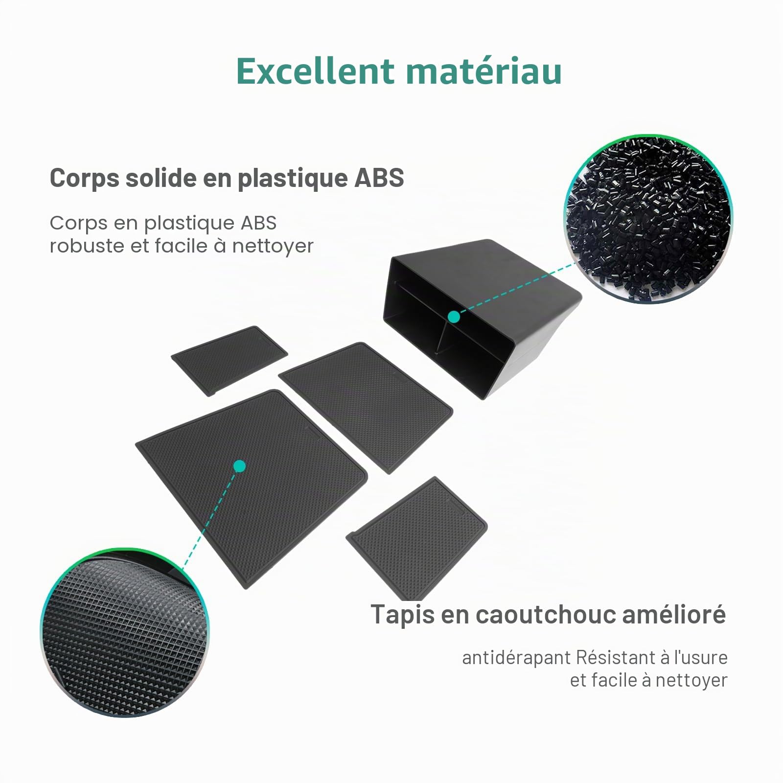 GAFAT Compatible avec Audi Q4 Etron Sportback 2021-2025 2026 Boîte de Rangement pour Console Centrale, Organiseur Plateau Boîte À Gants Bas Console Centrale, Q4 e-tron Accessoires