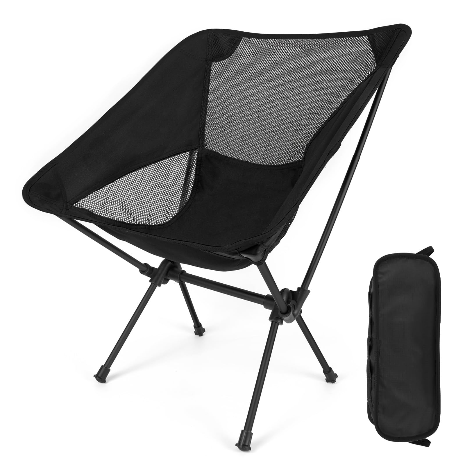 Diealles Shine Silla Plegable Camping, Silla Plegable Ultraligera Compacta Portátil con Bolsa de Almacenamiento portátil, Ligera para Jardín, Playa, Pesca, Camping, Viajes, Senderismo-Negro