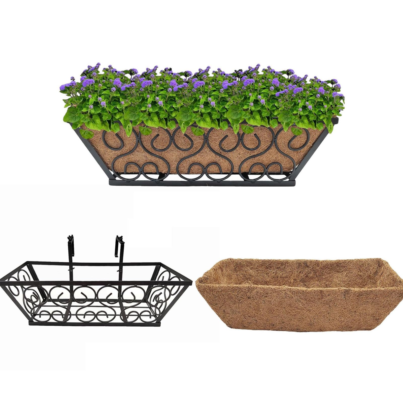 Générique Panier de jardinière Suspendu en Fer forgé européen, Pot de Fleur pour Balcon, Jardins, décoration extérieure, Panier de jardinière Respirant