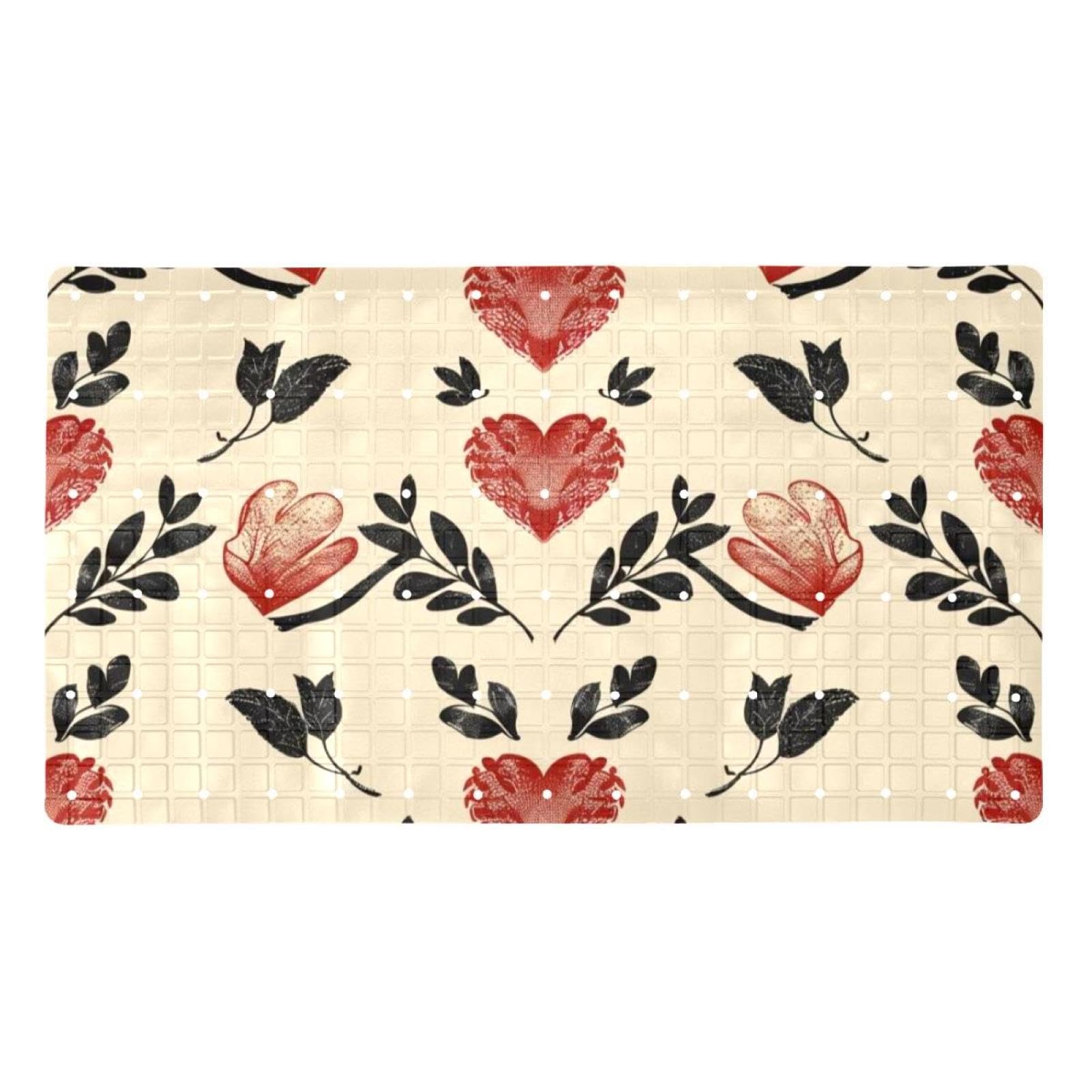 Tapis de bain rouge antidérapant contre les glissades en PVC pour douche sécurisée