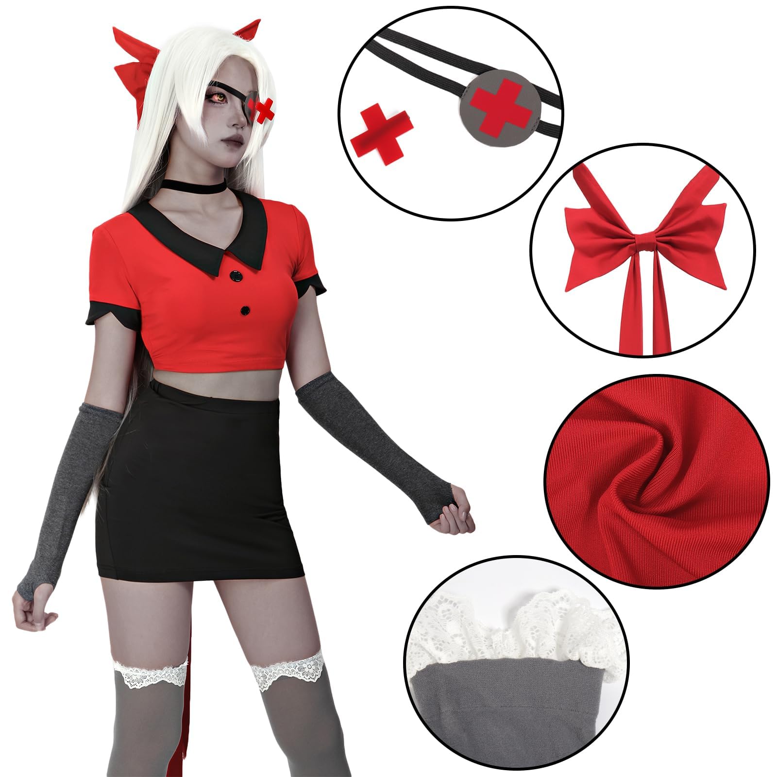 C-ZOFEK US Size Red Cosplay Costume Full Set Uniform Outfit for Women Halloween