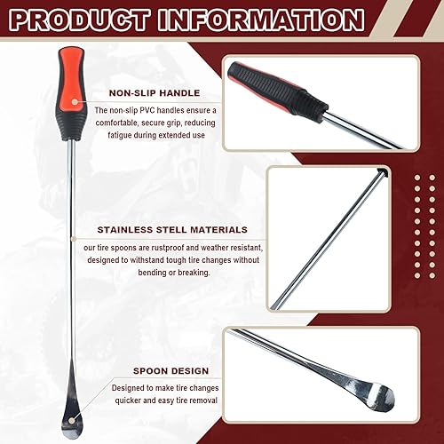 Miniatura 2 de Riseuvo Kit de cuchara de neumático de 15 pulgadas, kit de cambio de neumáticos para motocicleta, bicicleta, cortacésped, tractor, ATV, juego de