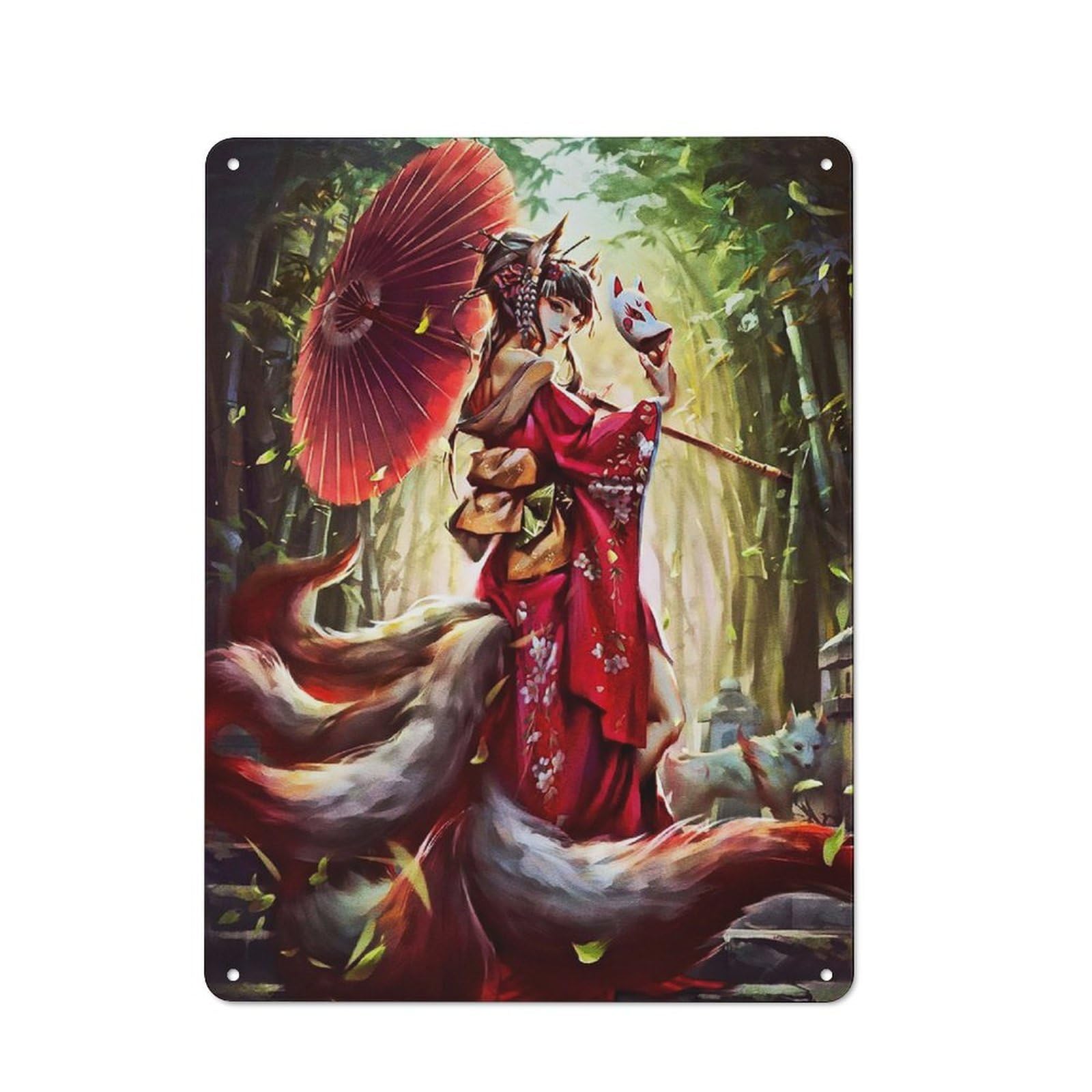 Junmoney Style Tin Wall Plaque 40X30cm With Fantasy Japan Old For Pub Or Café, For Hospitality Wall Decor Collectors