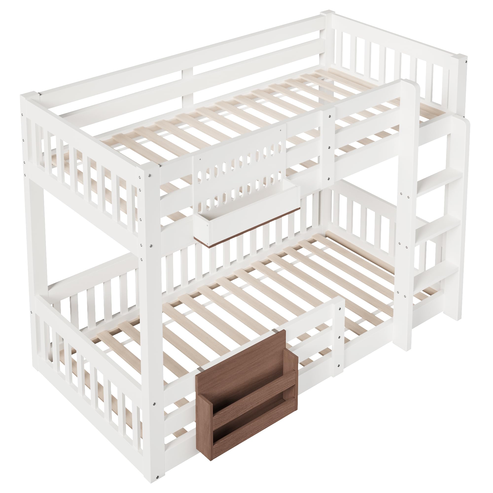 Kinderbett Etagenbett 90x200cm,für 2 Kinder Hochbett,mit Treppe und Aufbewahrungsfächer,mit Rausfallschutz und Lattenrost,Ohne Matratze (90x200cm)