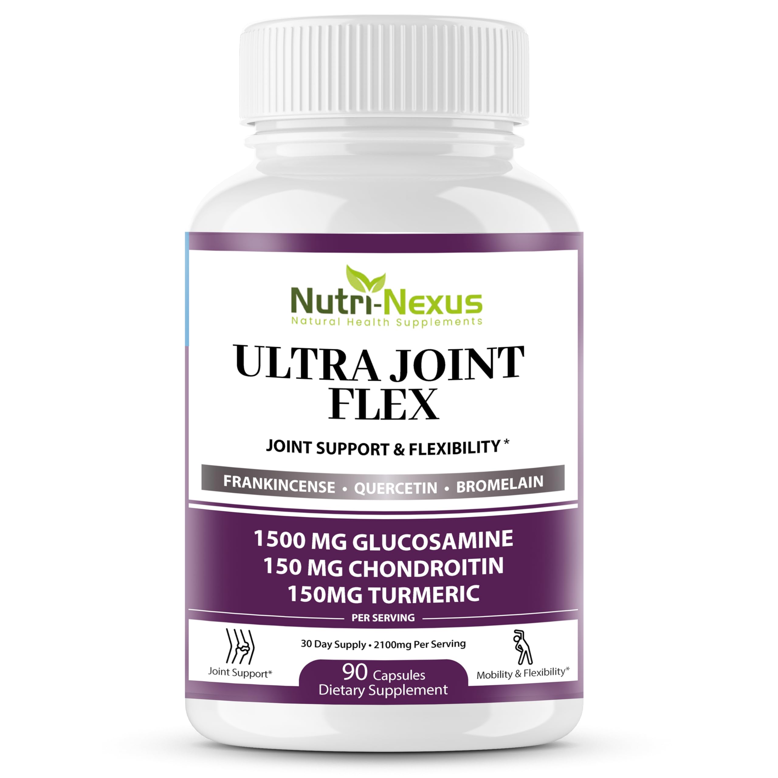 Ultra Joint Flex | Glucosamine Chondroitin MSM with Turmeric & Boswellia | Joint Support Supplement for Mobility, Flexibility & Joint Comfort | Made in USA | 90 Capsules