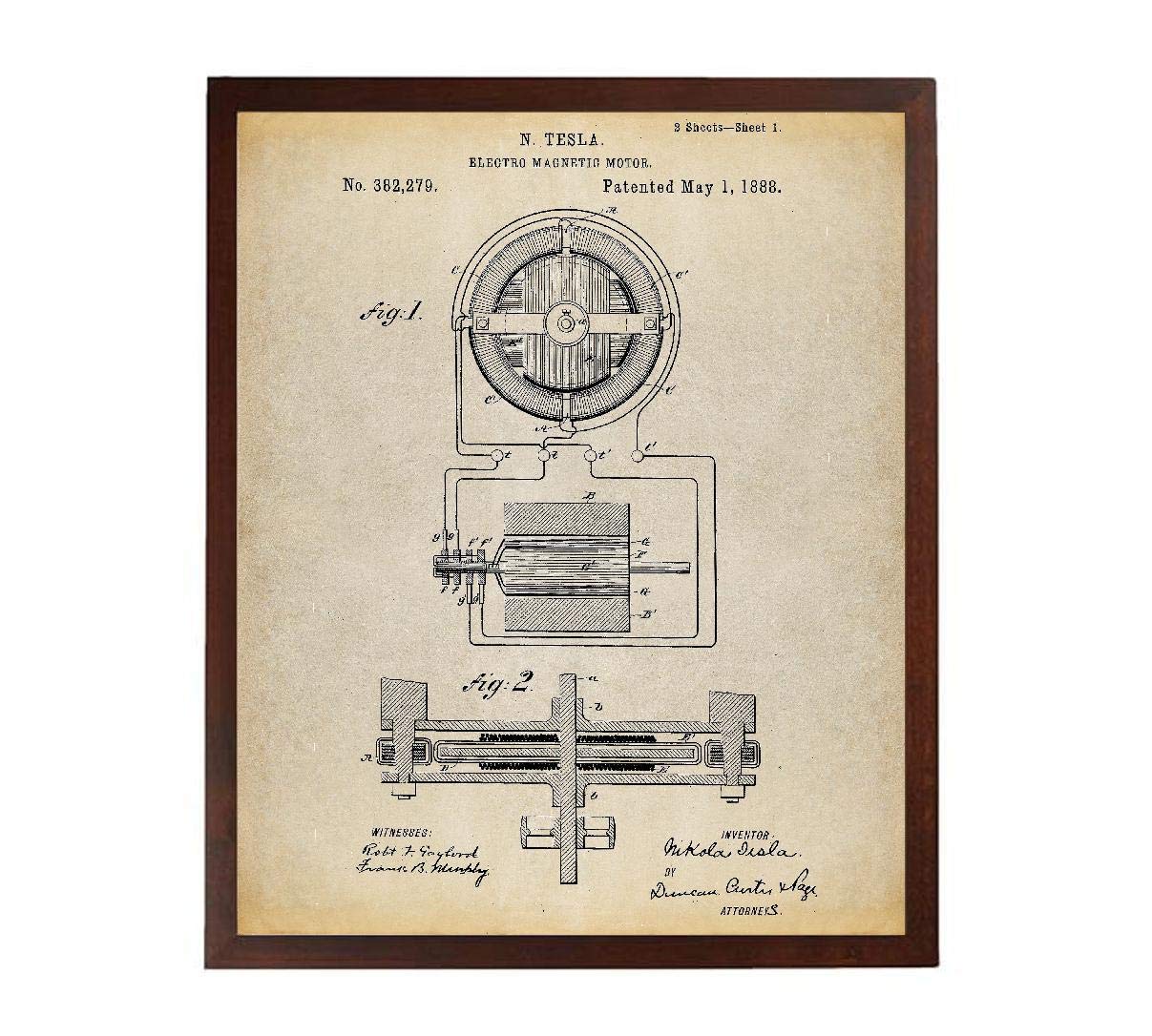 Tesla Electro Motor Patent Poster Art Print Nikola Tesla Technology Art Electric Motor Tesla Motors TNP26