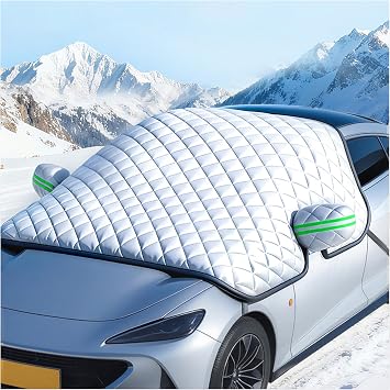 Car Windshield Cover for Ice and Snow for BMW 340 501 Isetta 502 503 507 700 3200CS 02Series NewSix 2002, Automotive Large Windshield Snow Covers with Side Window and Rearview Mirror Protector