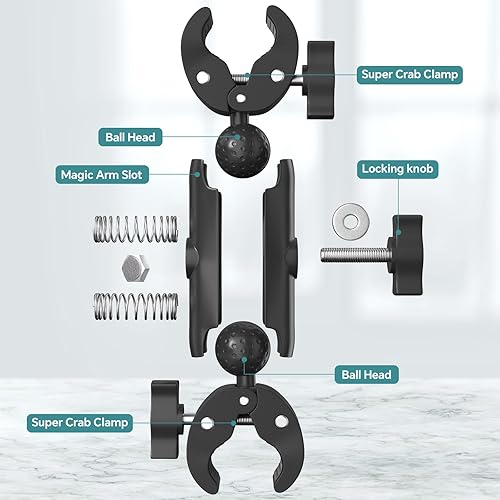 Miniatura 8 de Super Double Clamp Mount Umbrella Camera Pole Clamp Holder,360 Magic Socket Arm Ball Head for Umbrella Chair Clip, Photo Studio Light Stand,Photo