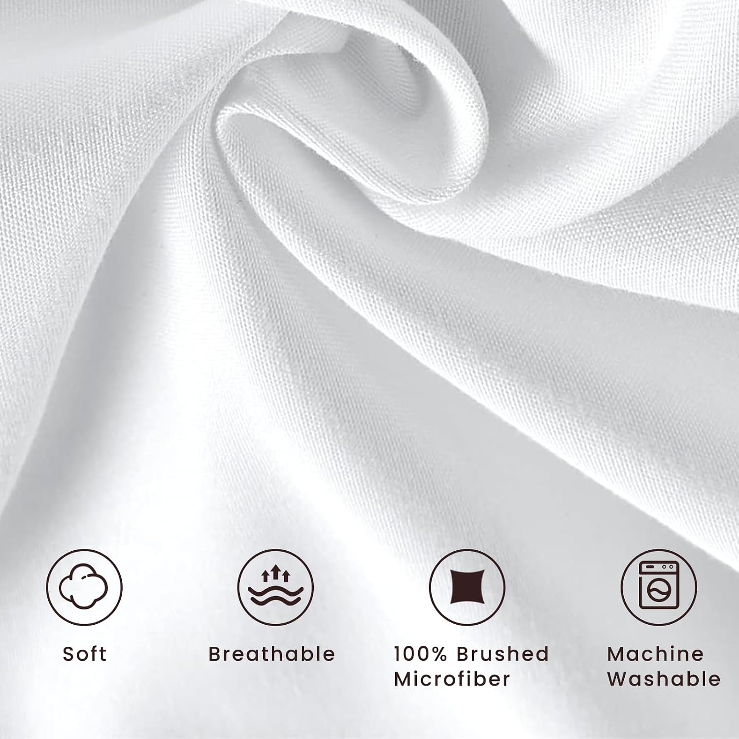 ROSE&RISY 6-Pack Queen Fitted Sheets, Bulk Ultra Soft Microfiber Bedding, Deep Pocket, Cooling & Breathable, Fade & Shrink Resistant, Easy Care Hotel Quality (White, Queen Size)