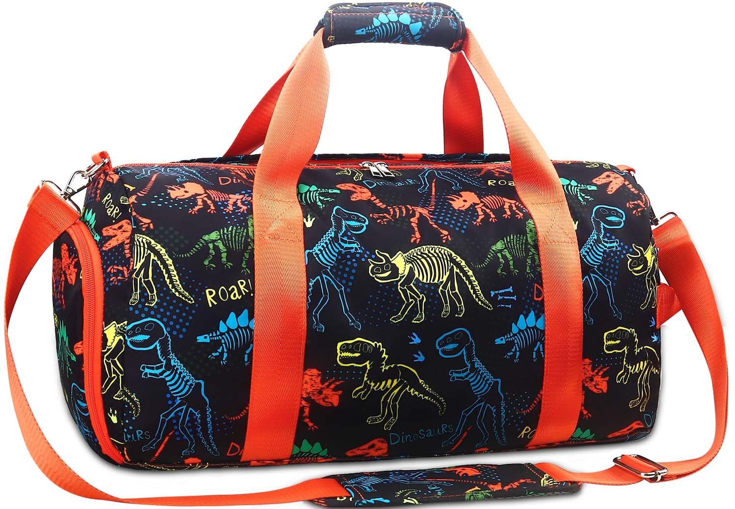 Gym Travel Duffle Bag for Boys - Sports Dance Bag with Shoe Compartment & Wet Pocket Binosaur Kids Travel Bag Teens Weekender Sleepover Carry On Bag