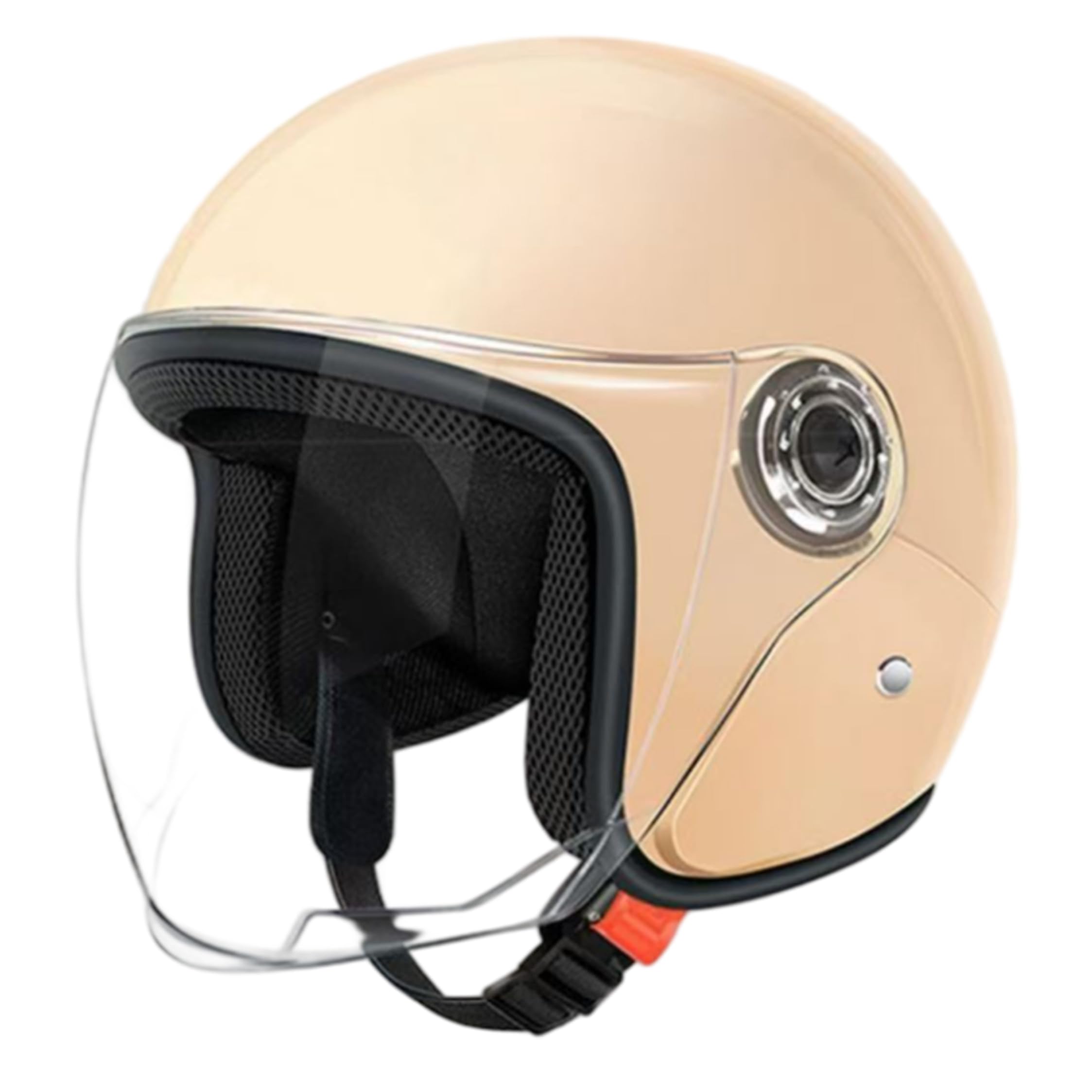 Casco Scooter para Hombre, Casco Abierto con Visera, Cascos De Protectores Multicapa para Hombres Y Mujeres, Lentes Resistentes A La Niebla, Negro.