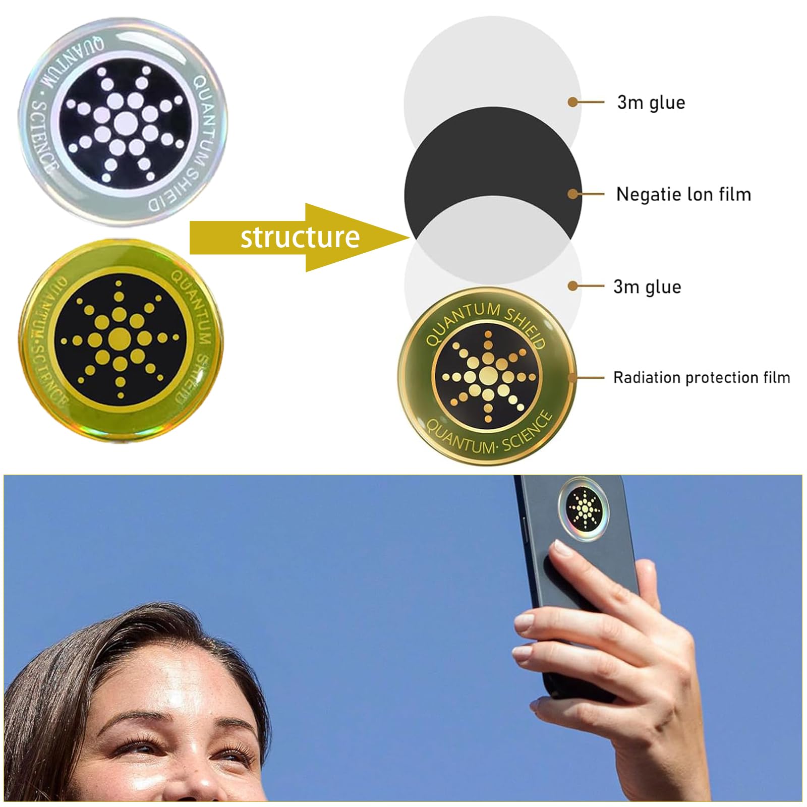 12 Pezzi Protezione Radiazioni Cellulare Adesivi Adesivo Antiradiazioni Adesivo di Protezione Dalle Radiazioni di Ioni Negativi per Telefoni Cellulari Laptop Tablet TV Ecc (Oro/Argento)