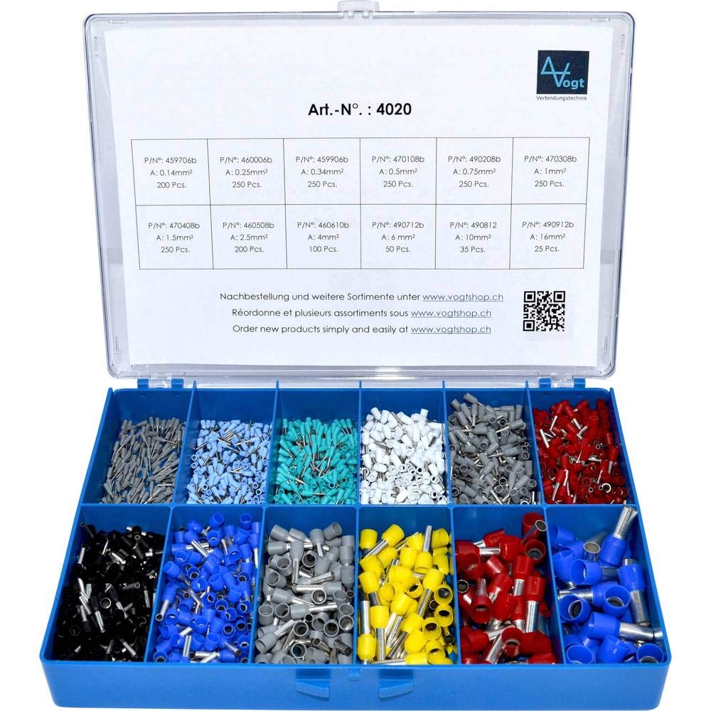 4020 Aderendhuelsen-Sortiment 0.14mm² 16mm² Grau, Hellblau, Tuerkis, Weiß