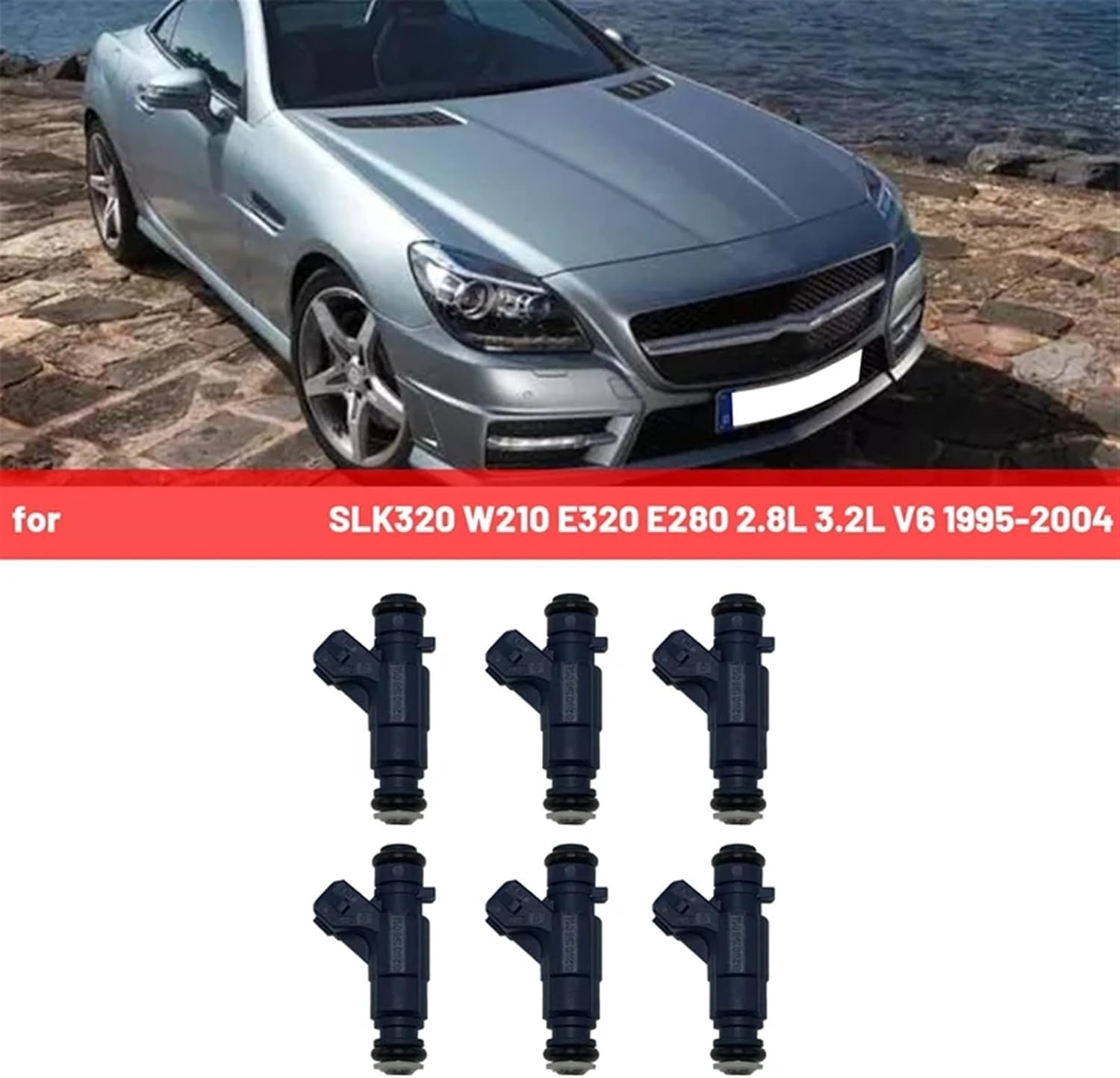 Fuel Injector Kit 6 Injectors Fuel Injectors Car for Mercedes for Benz Slk320 W210 E320 E280 2.8L 3.2L V6 1995-2004
