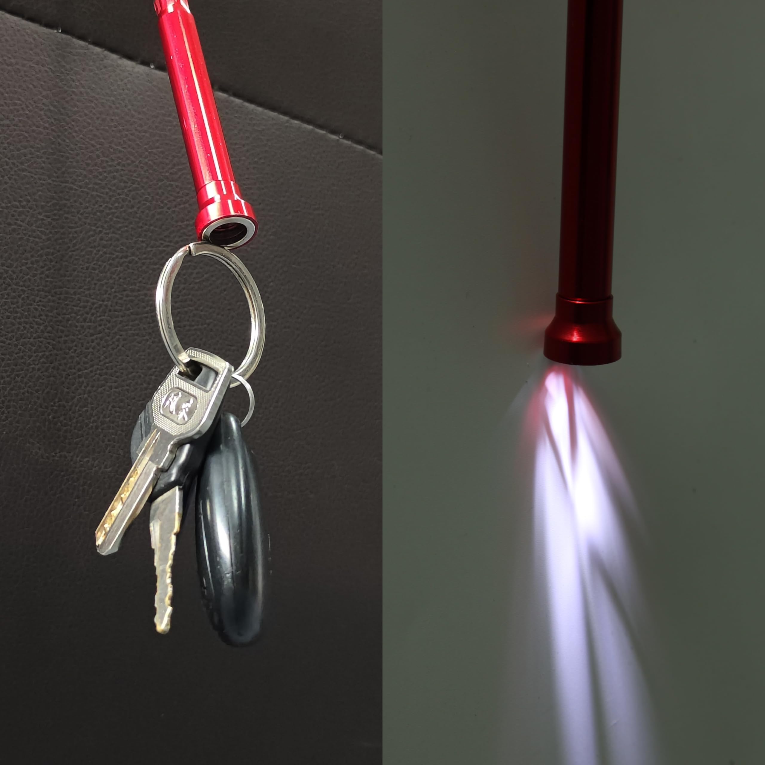 Pinza raccogli artigli flessibile, 62 cm, pieghevole, con luce LED, lungo e pratico, per raccogliere rifiuti e scarichi per lavello domestico e piccoli oggetti in metallo (rosso)
