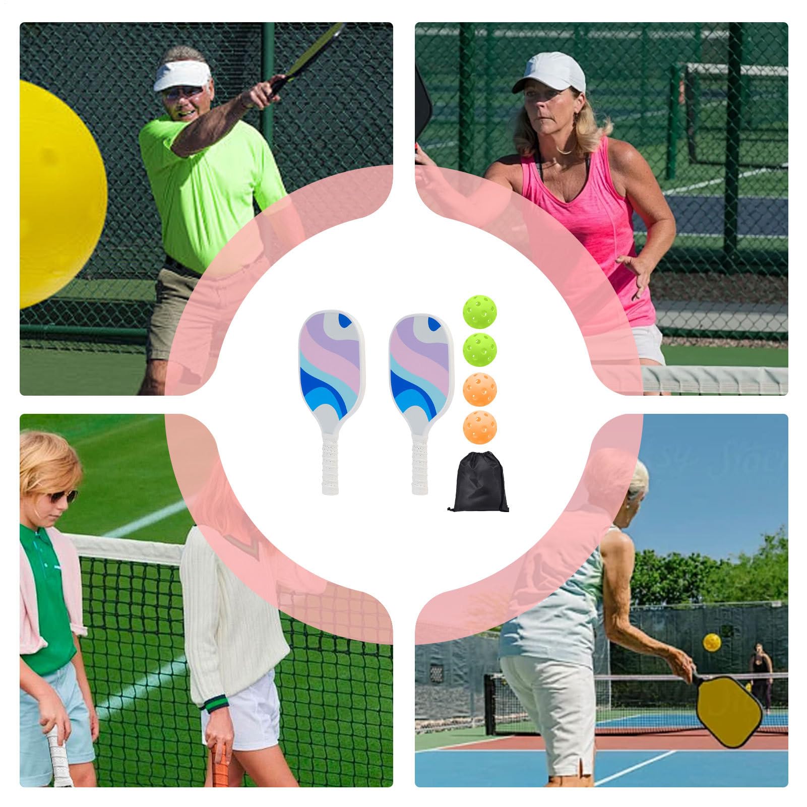 Pick Ball Paddle - Racchette da raccolta leggere con palla e borsa, grandi pagaie sportive | Set di palline di scelta portatili, set di paddless all'aperto accessori sportivi, ideale per le h