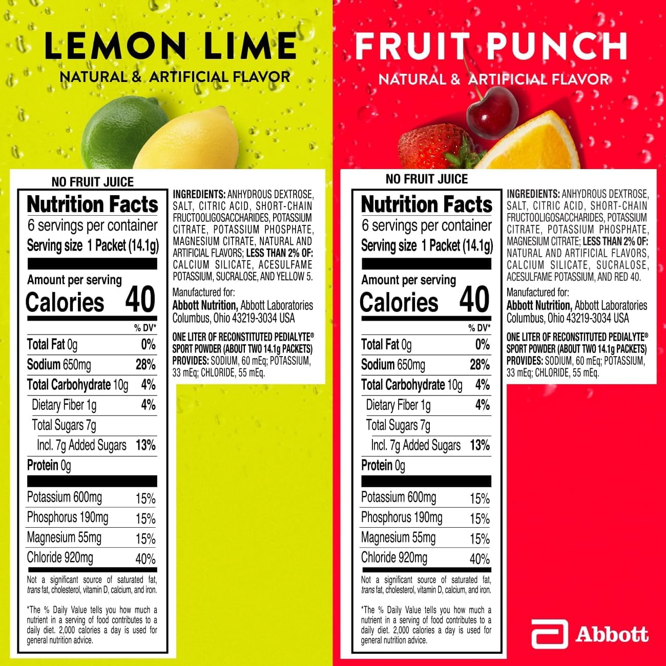 Pedialyte Sport Electrolyte Powder, Fast Hydration with 5 Key Electrolytes for Muscle Support Before, During, & After Exercise, 12 Lemon Lime & 12 Fruit Punch, 0.49-oz Packets (24 Count) - Image 6
