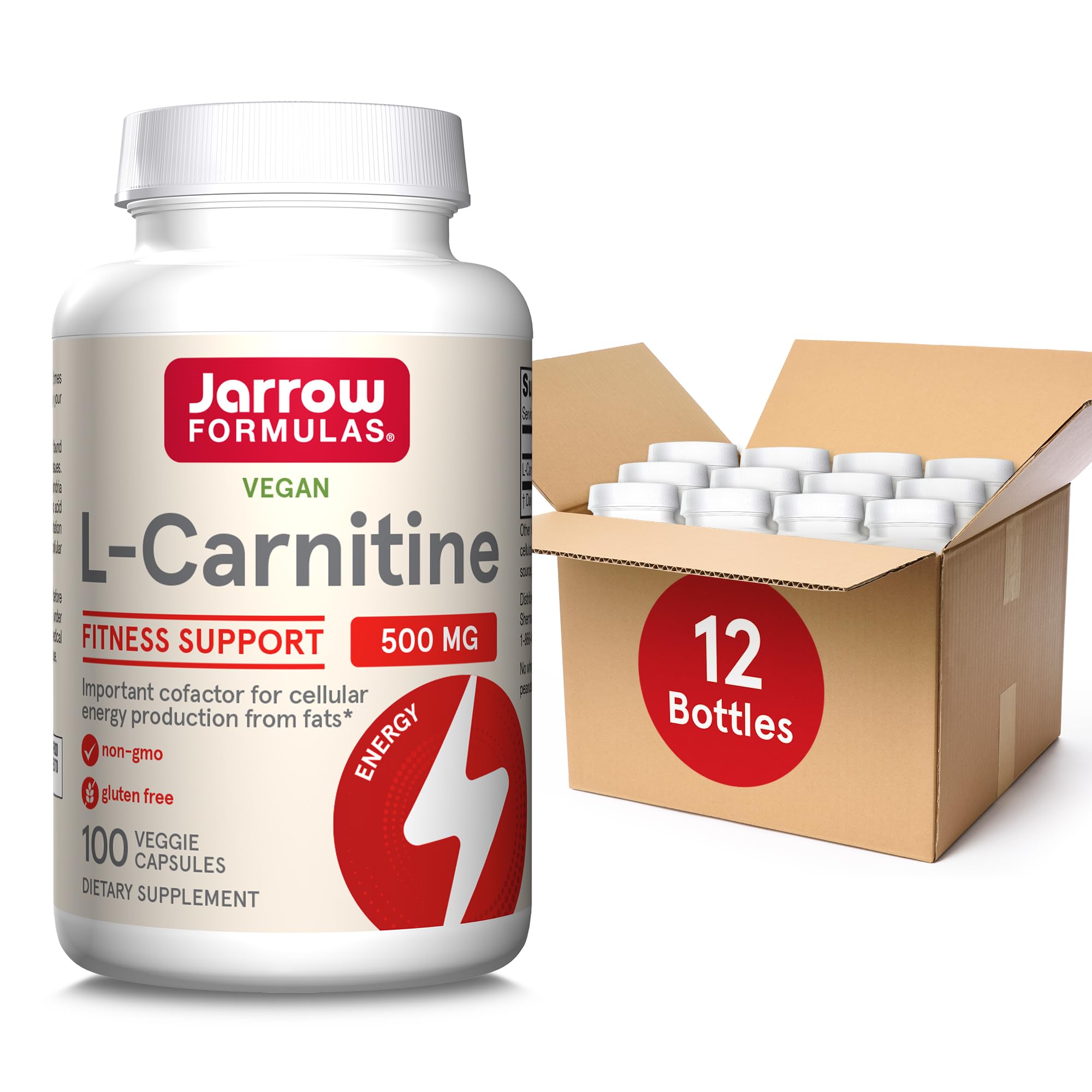 Jarrow Formulas® Acetyl L-Carnitine 500 mg, Dietary Supplement, Amino Acid Support for Brain Health and Antioxidants, 120 Veggie Capsules, 120 Day Supply