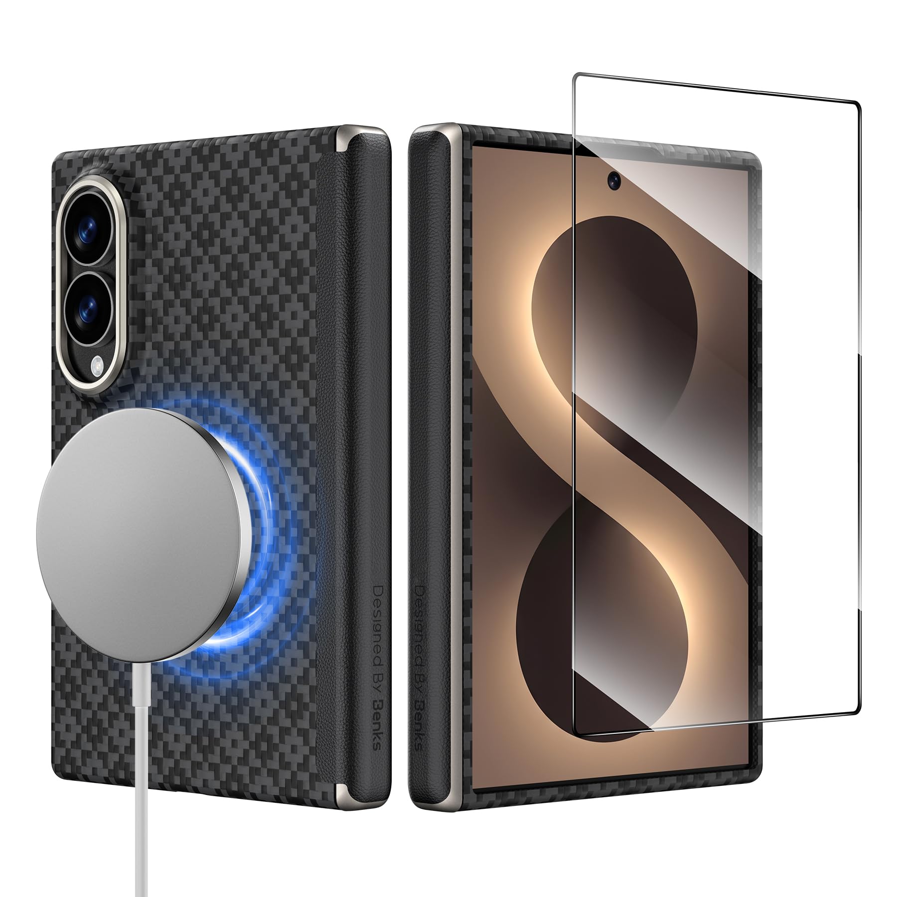 BENKS ArmorGrid Air Funda para Samsung Galaxy Z Fold 8 para MagSafe | Ultrafina en Fibra de Aramida Kevlar, Protección de Bisagra, Ligera Minimalista, Delgada y Cómoda al Tacto