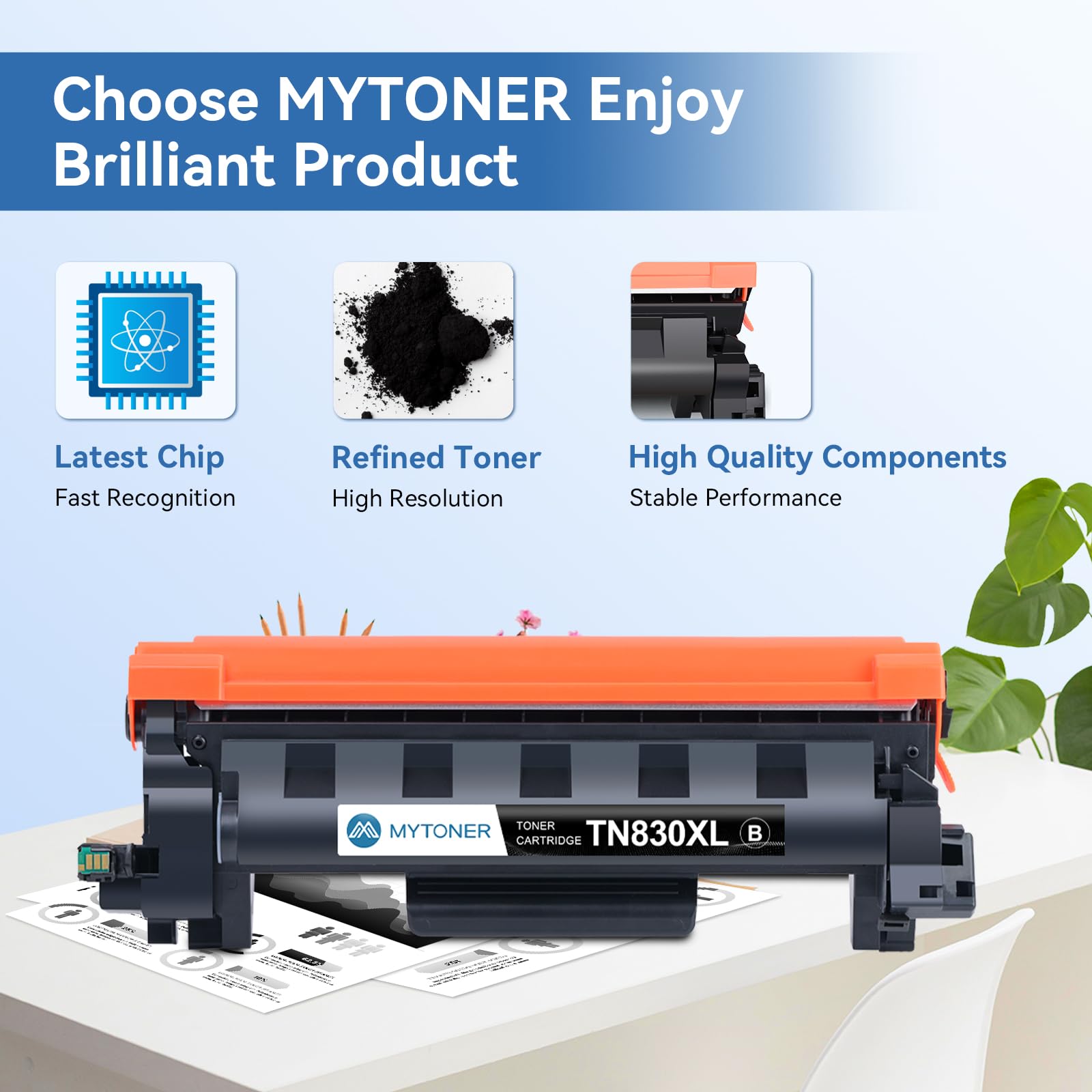 MYTONER Kompatybilny zamiennik kasety z tonerem i bębna do Brother TN830XL TN830 XL/V/R TN-830 DR830 DR-830 bęben do DCP-L2640DW HL-L2460DW MFC-L2820DW XL HL-L2405W L2400D drukarka 2 toner 1 bęben