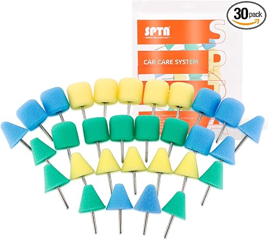 Mini Buffing Polishing Pads, 30Pcs Mini Detail Polishing balls Use On Rotary Tools,Cordless electric drill, Small area Polisher Tool for Tight Area Detailing Polishing Waxing And Sealing Glaze -MNPC30