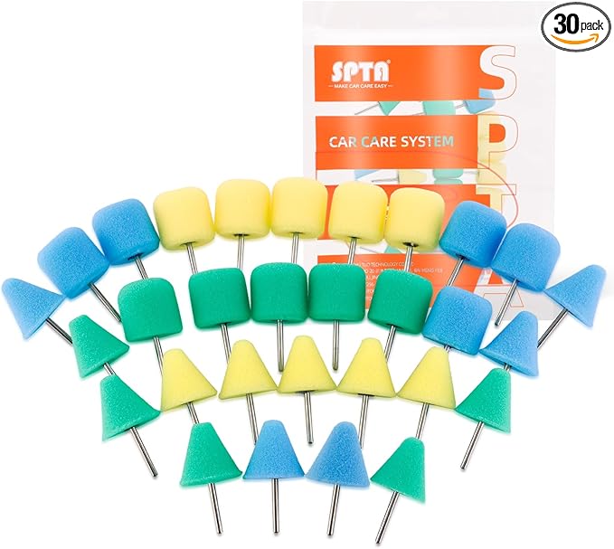 Mini Buffing Polishing Pads, 30Pcs Mini Detail Polishing balls Use On Rotary Tools,Cordless electric drill, Small area Polisher Tool for Tight Area Detailing Polishing Waxing And Sealing Glaze -MNPC30