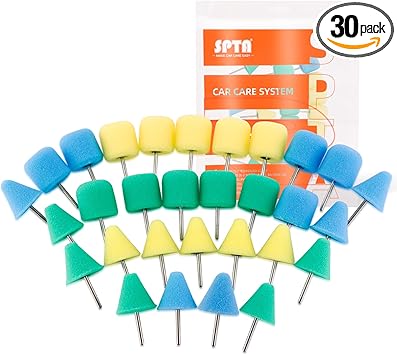 Mini Buffing Polishing Pads, 30Pcs Mini Detail Polishing balls Use On Rotary Tools,Cordless electric drill, Small area Polisher Tool for Tight Area Detailing Polishing Waxing And Sealing Glaze -MNPC30