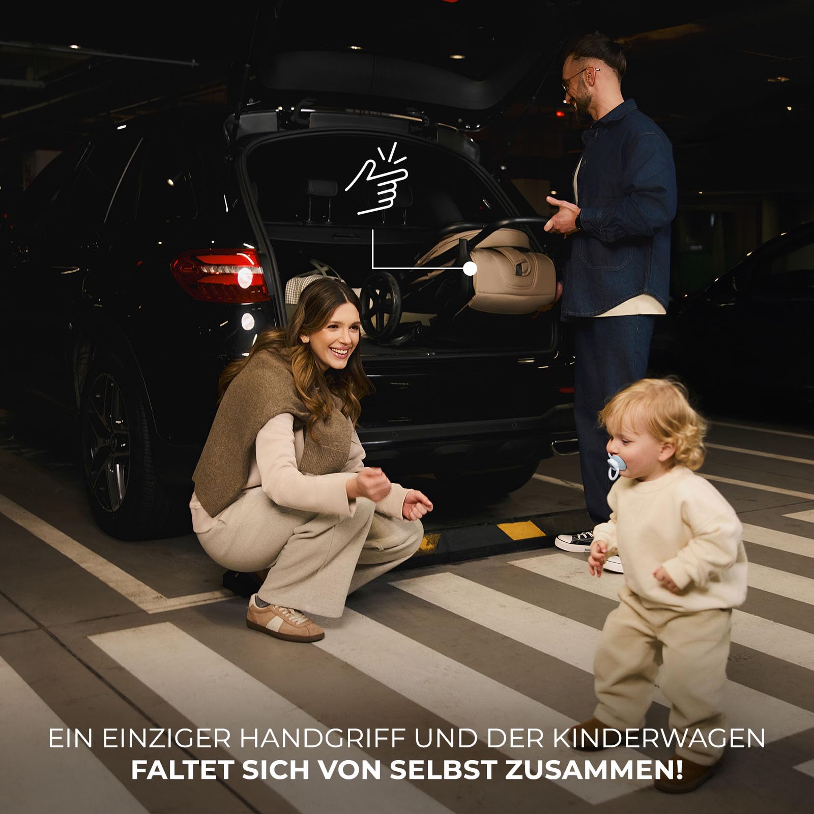 Kinderkraft LOOM Kompakter und leichter Buggy, automatisches Zusammenklappen, große pannensichere Räder, verstellbare Rückenlehne, ab Geburt bis 22 kg, Beige
