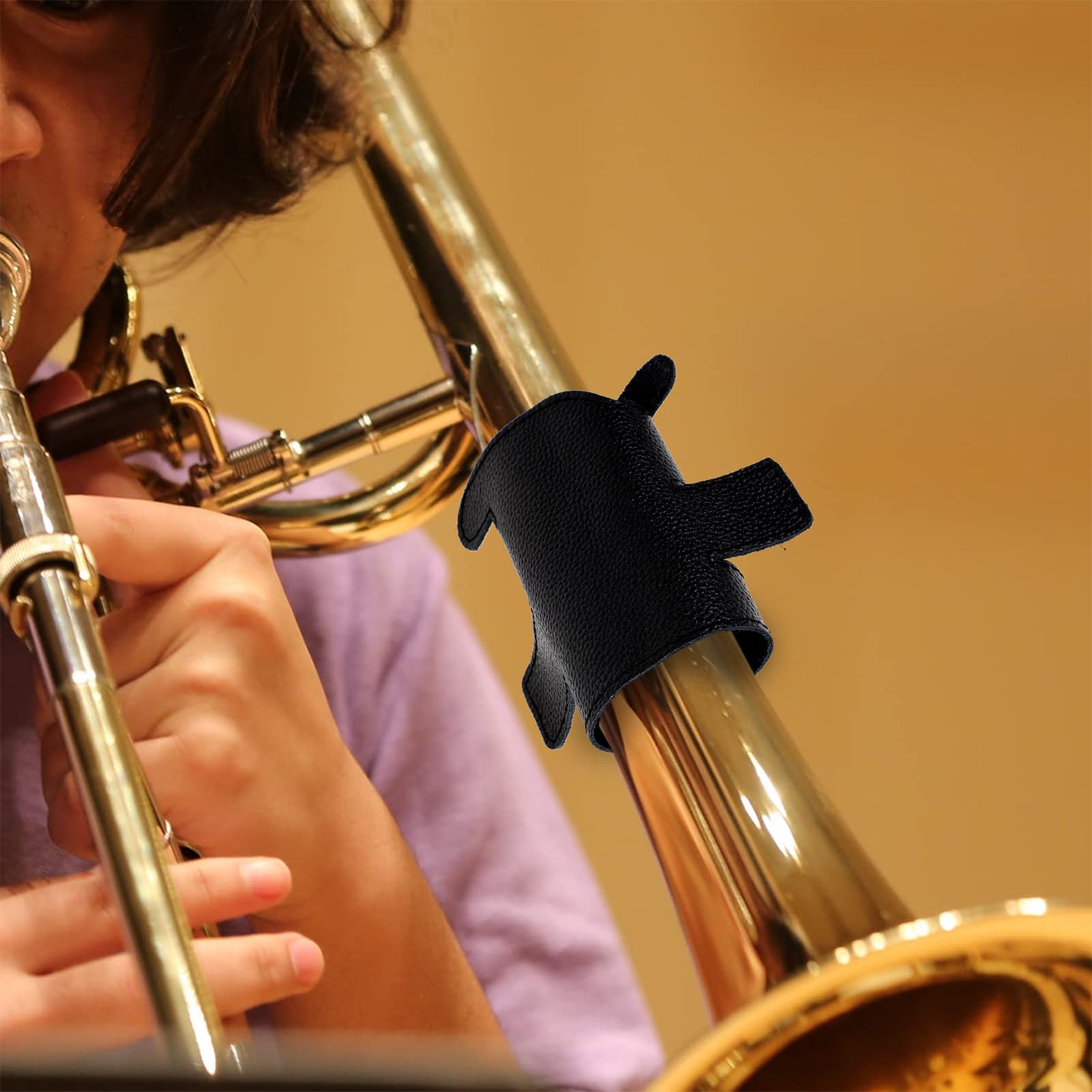 LIFKOME Genuine Leather Trumpet Valves Guard Protective Cover for Trumpet Black Durable Design for Scratch Protection Easy to Install Compact and Lightweight Accessory for Musicians