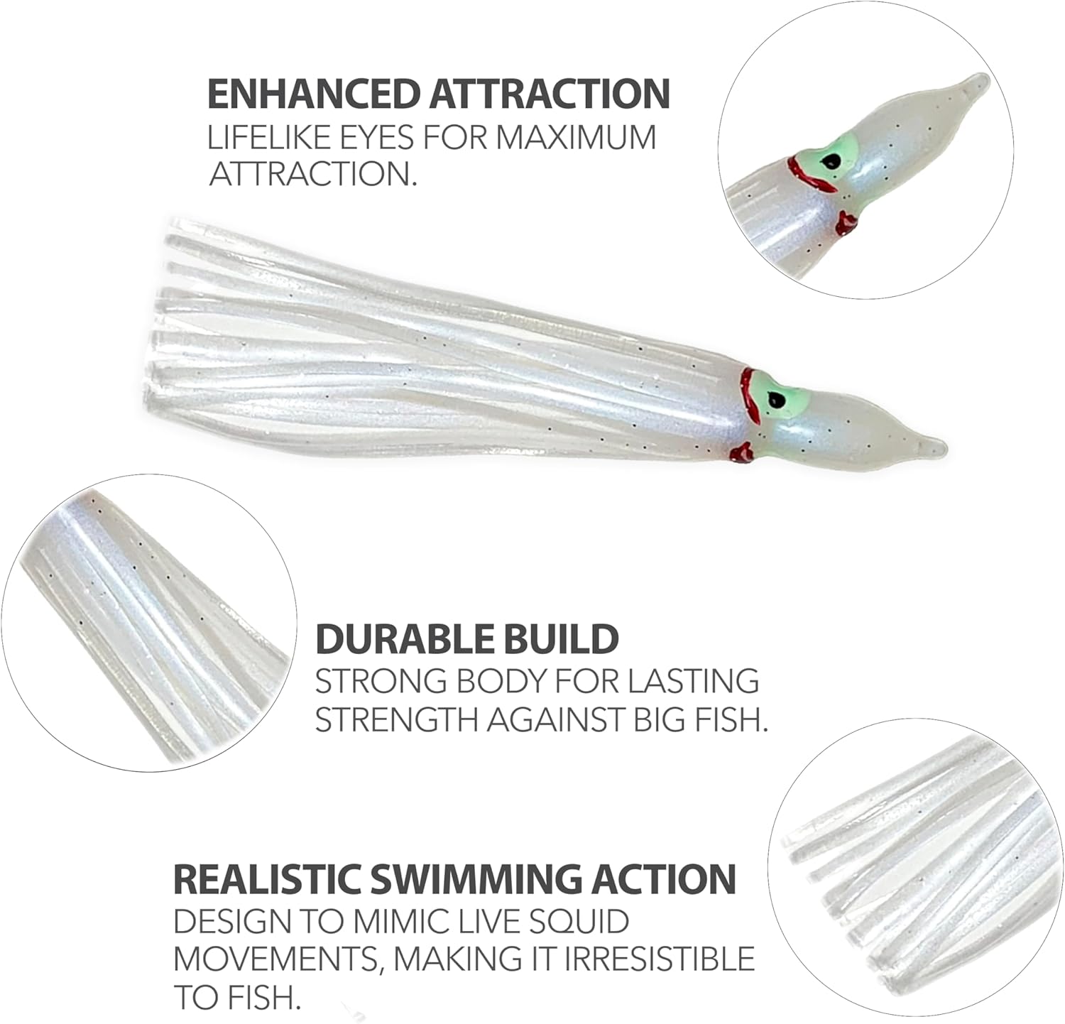 4.75" Hoochie Skirts, 40 Pcs Hazel White Squid Skirts Trolling Lures for Saltwater & Freshwater Fishing, Soft Plastic Octopus Lures, Ideal for Saltwater & Freshwater Fishing