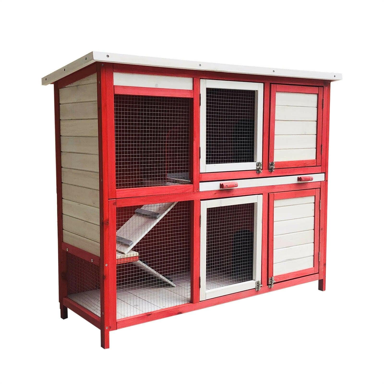 Conejito jaula de roedores cabaña para animales pequeños establo jardín 117,5 cm rojo 16_0002239