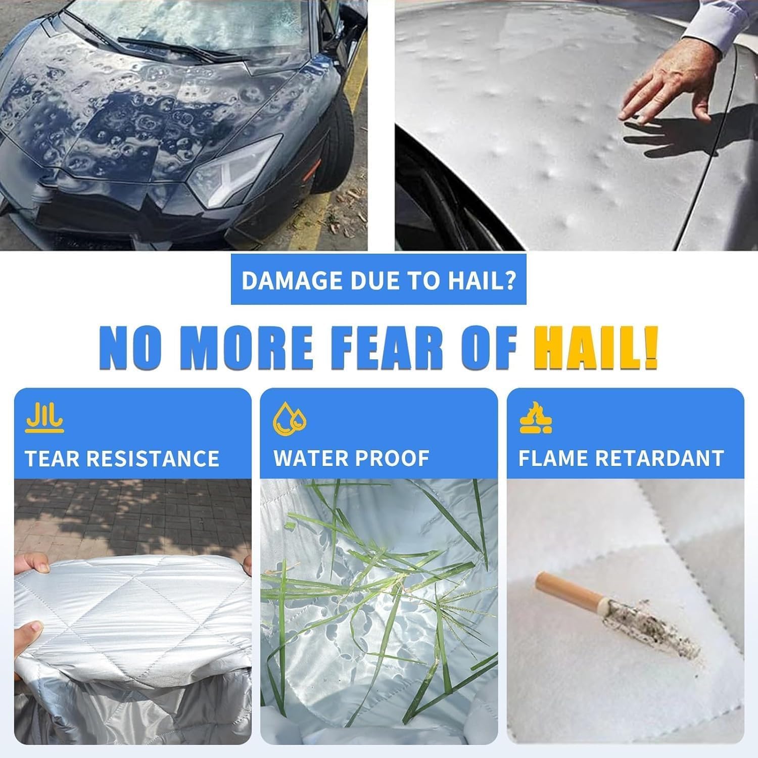 Media Funda Antigranizo para Hyundai Inster (2024-2026) Electric City Car, Funda Coche Exterior Impermeable con Algodón, Protege Techo y Lunetas contra Granizo, Lluvia, Nieve, Rayos UV y Arañazos