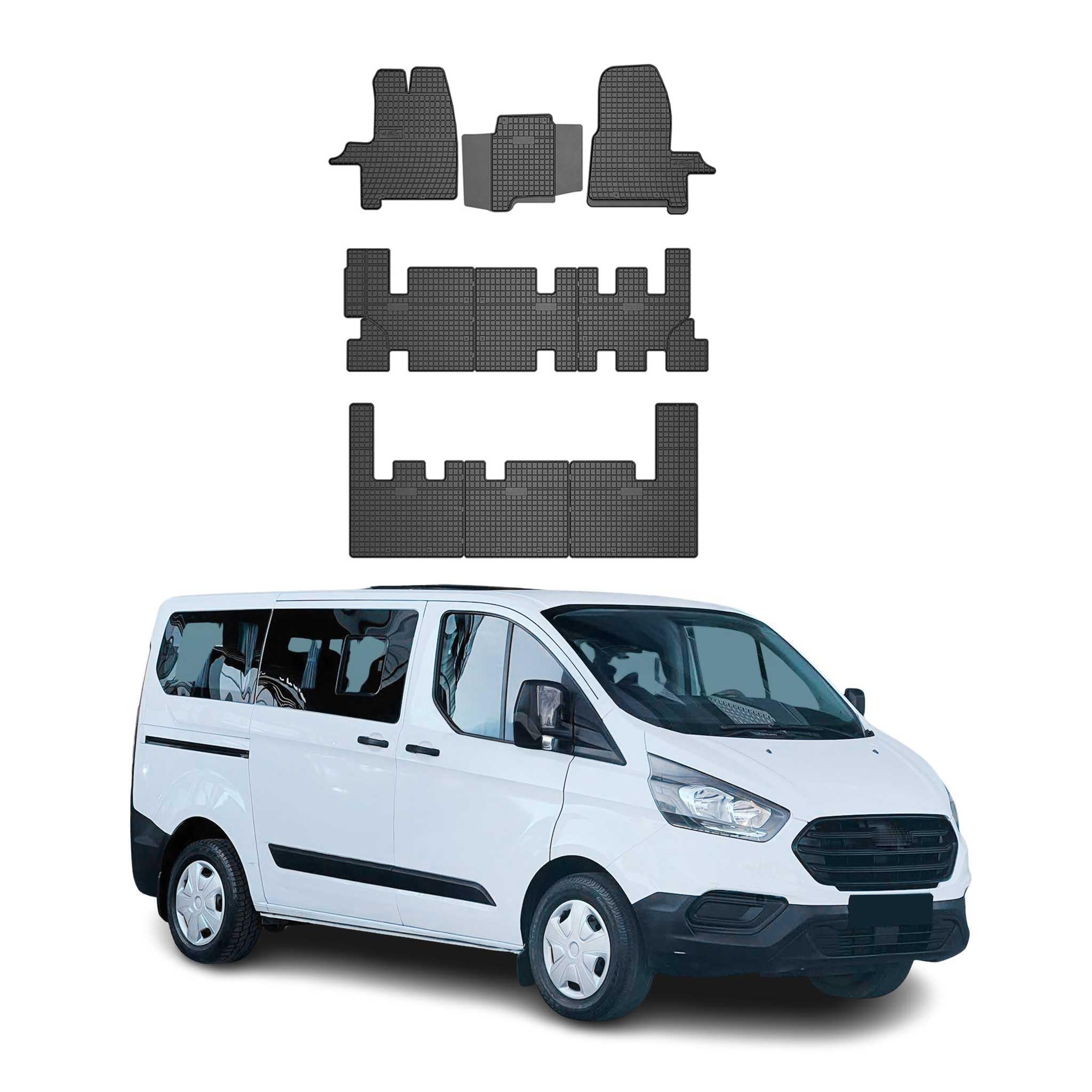 OMAC Alfombrillas de Goma Compatibles con Ford Transit Custom 2018-2022 Alfombrillas de Coche Negro 9X