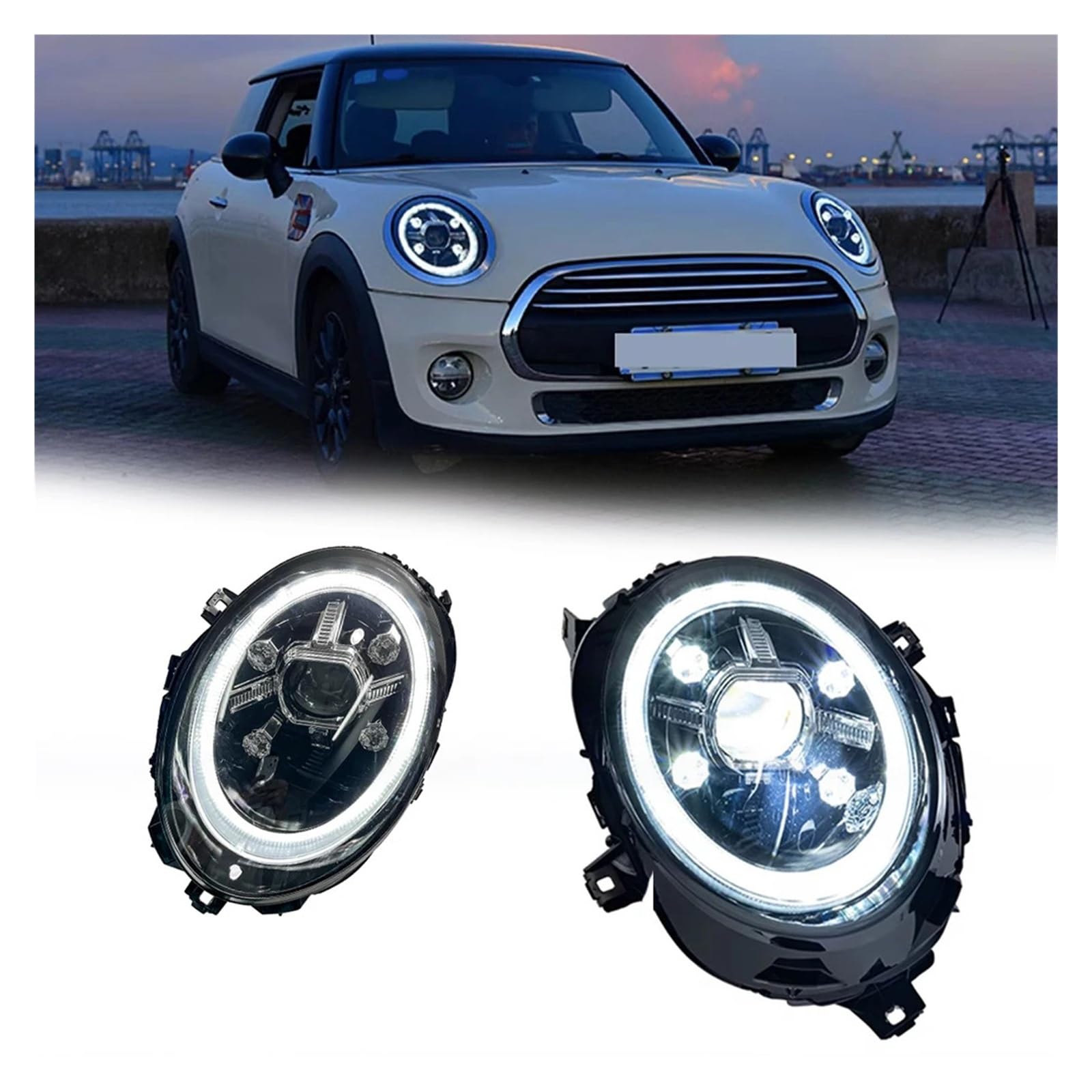 Pasuje do B//M//W F55 F56 F57 14-21 w pełni Led DRL reflektor samochodowy montaż sygnału akcesoria samochodowe zmodyfikowana lampa reflektory LED(Style D one pair)
