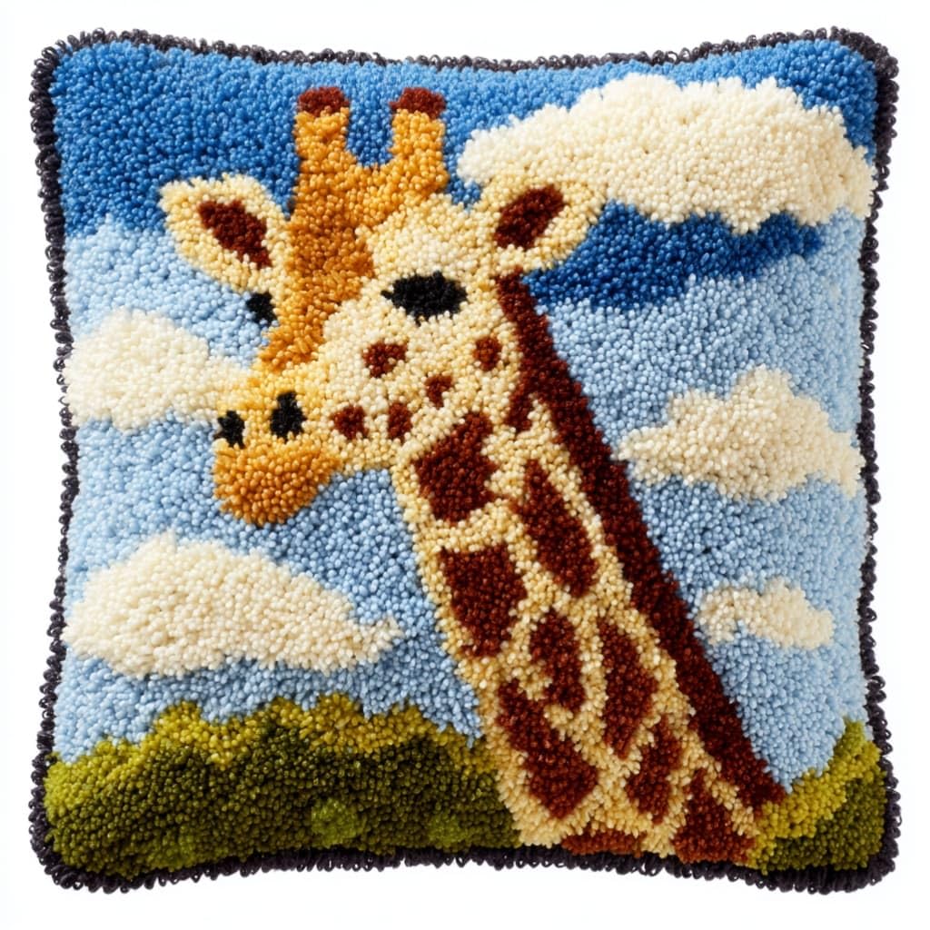 kitphoenix DIY Latch Hook Kit Giraffe 43Cmx43Cm