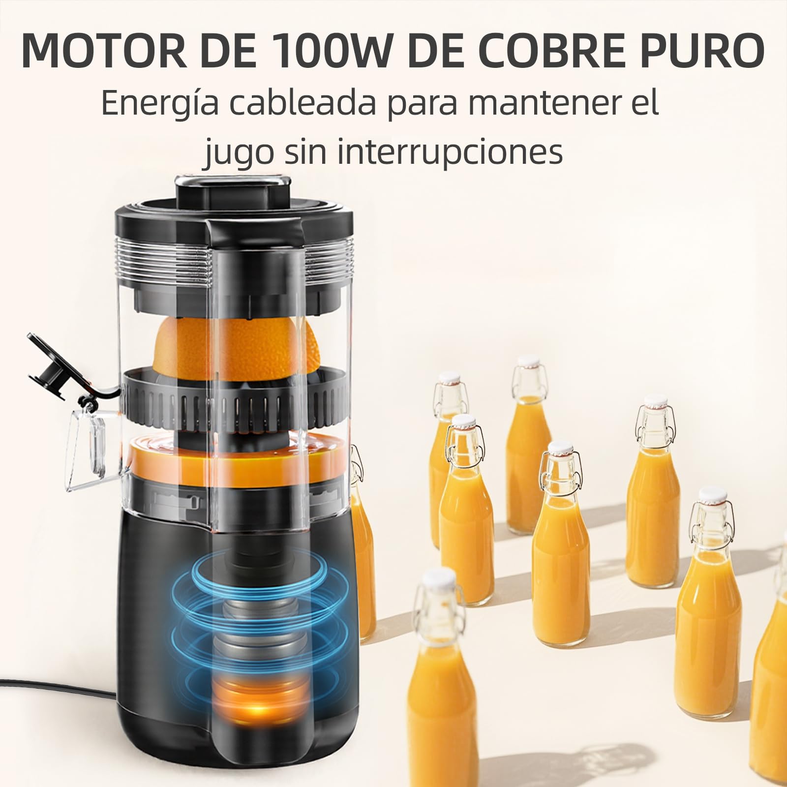 Keerain Exprimidor de Naranjas Eléctrico, Exprimidor Automático 100W, para Naranjas, Limas y Limones