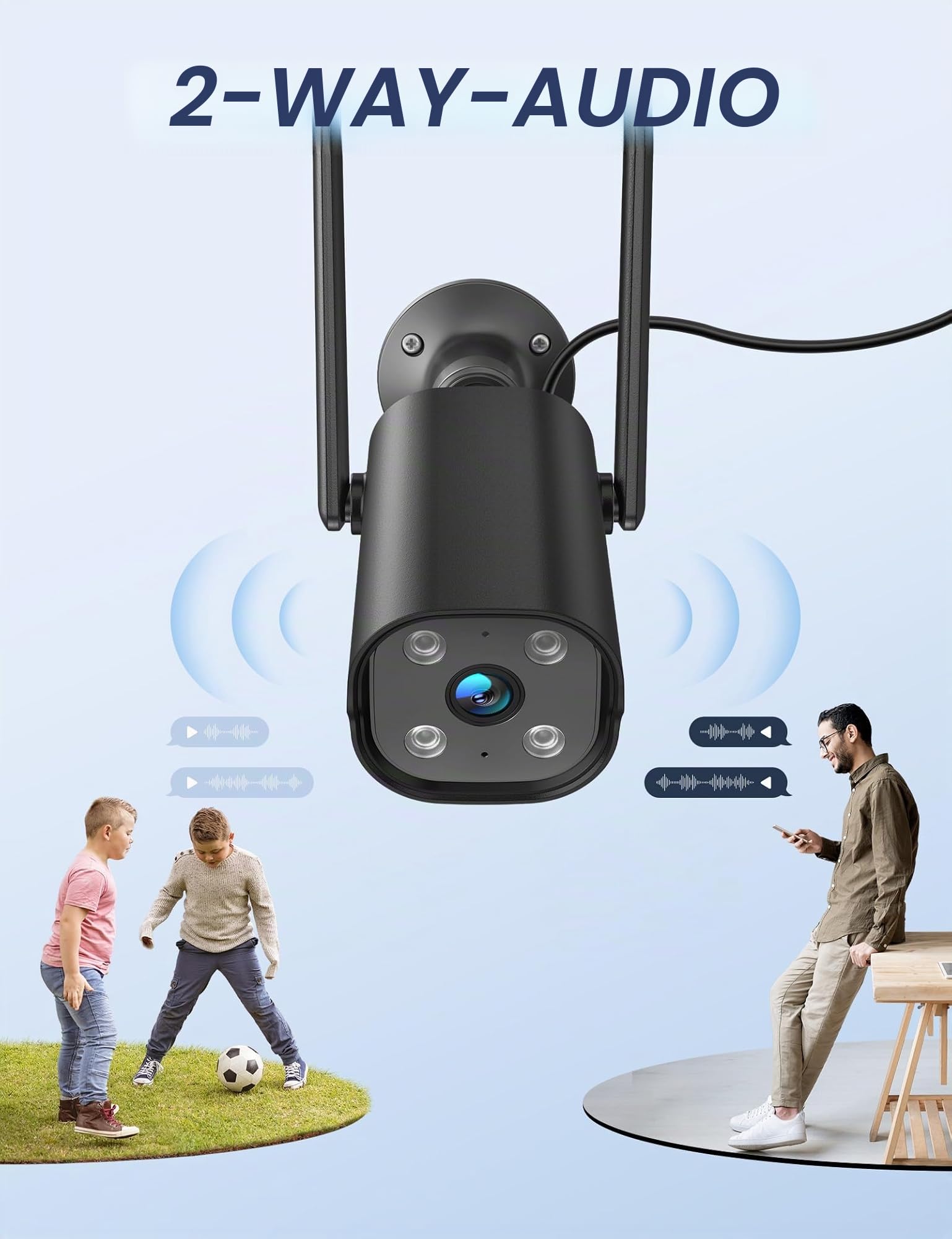 GNCC GT1PRO 2-Kamera-Set, 2K-WLAN-Außenkamera, IP65 wasserdicht, Infrarot-Nachtsicht, Bewegungserkennung, Zwei-Wege-Audio, 24/7-Überwachung, Smartphone-App,2,4-GHz-WLAN, Schwarz