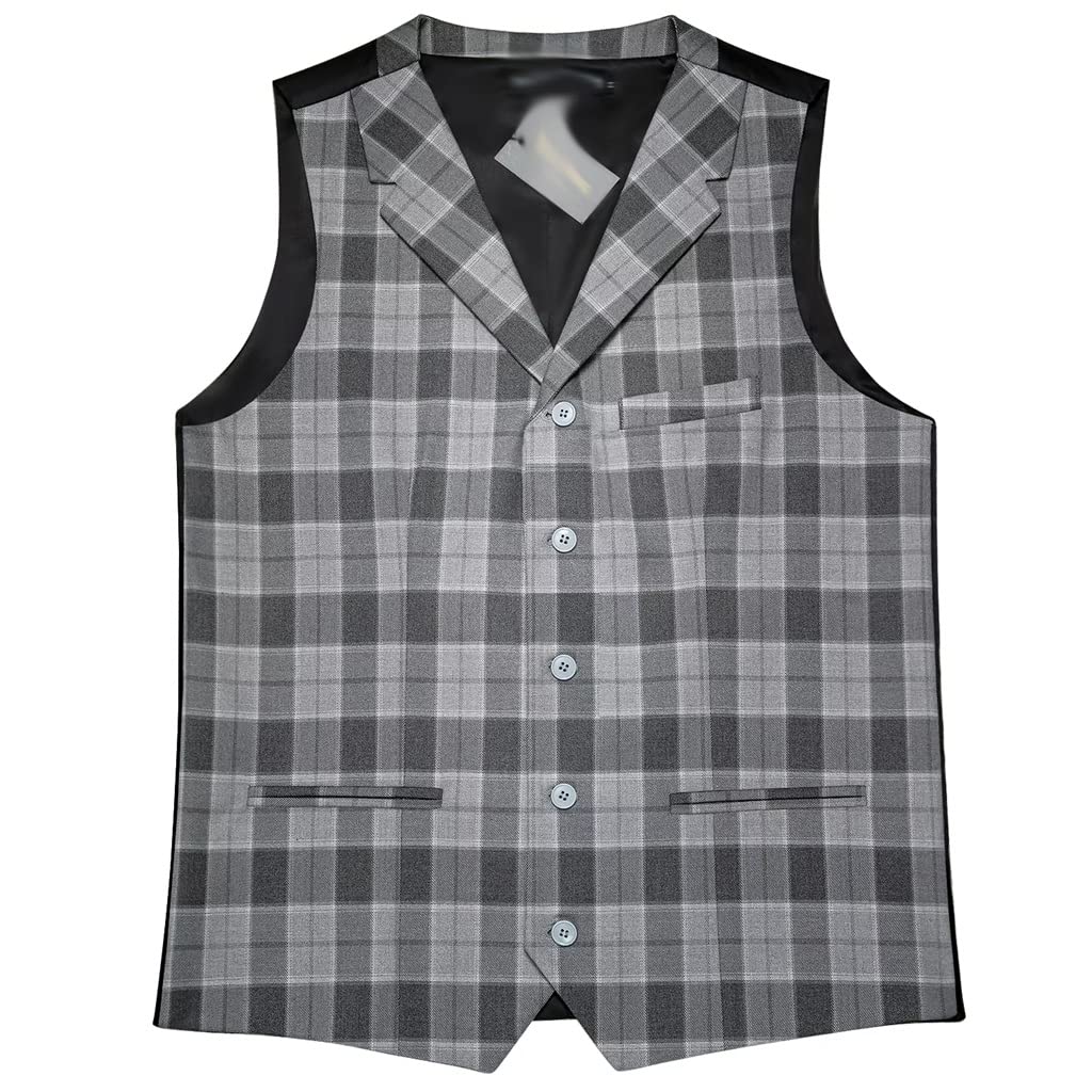 Costume gilet slim fit plaid aux finitions soignées style tailleur