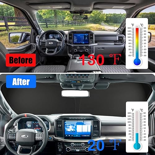 Miniatura 3 de Parasol plegable para parabrisas para Ford F150 2021 2022 2023, pantalla plegable para ventana delantera, bloquea los rayos UV, cubierta protectora