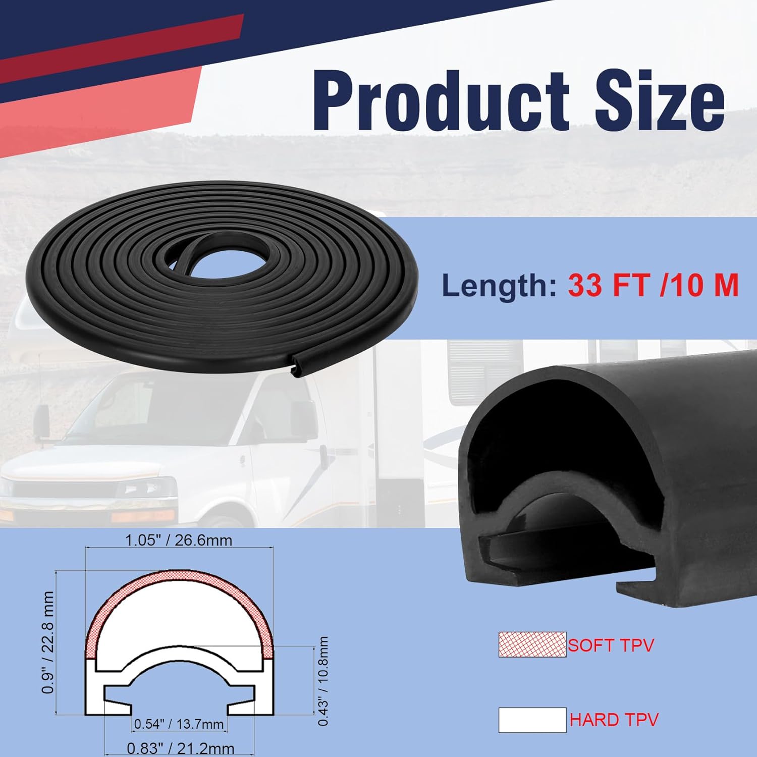 Combo RV Slide Out Seal Kit Replace 018-312-EKD & 018-341 EK,1' * 15/16" * 35' D-Seal Wiper & 1/2' * 2.75" * 35’ Travel Trailer Weather Stripping Clip Base,Black Rubbers for Camper Slideout System