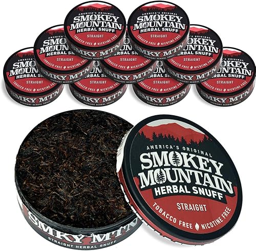 Smoky Mountain Herbal Long Cut – Recto – Caja de 10 latas - Rapé sin tabaco y sin nicotina