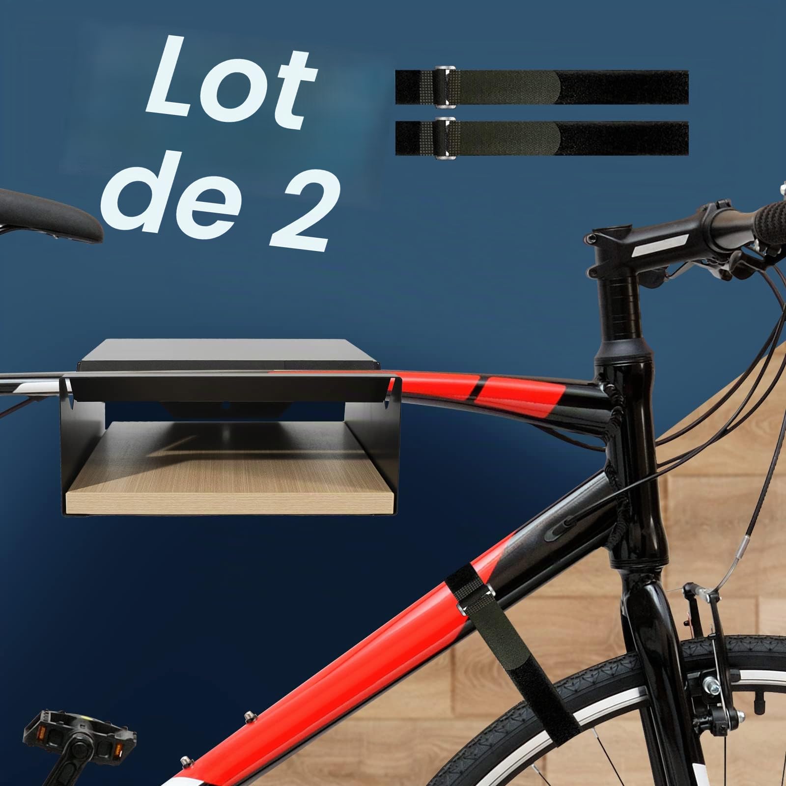 MOSHAY Support Mural Pour Vélo en Bois d'Aluminium - Pour Vélo de Route, Gravier, Tourisme - Rangement Intérieur Pour Garage, Salon