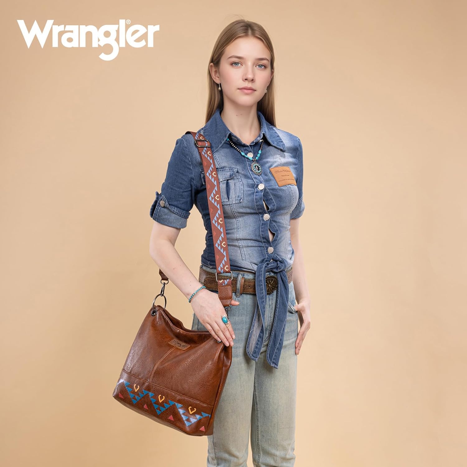 Wrangler Hobo Bags for Women Vegan Leather Top Handle Shoulder Purses and Handbags - Image 3